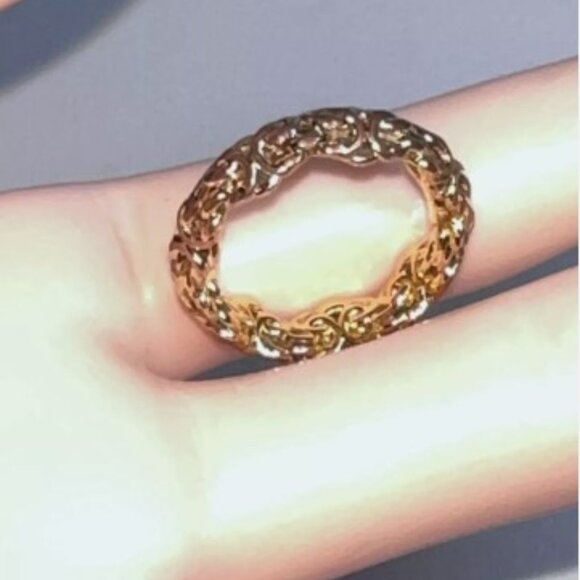 Milor Italy 14k Rose Gold Resin Filled Byzantine Band Ring Size 6 14K Rose Go - Picture 2 of 7